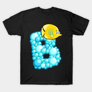 Letter B Fishy Bubbly Alphabet T-Shirt